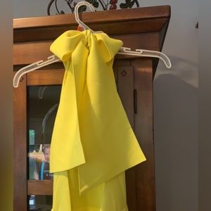 ASOS bright yellow tiered halter gown. NWT. Scuba like material.